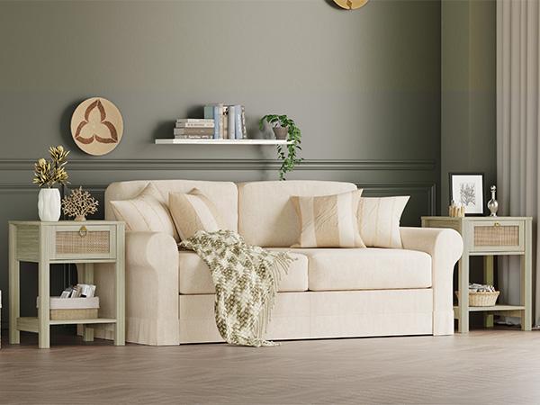 SICOTAS Nightstand Set of 2 - 15.2" x 17.7" x 23.6" Size Elegant Rattan Decor Drawer with Brass Knobs Night Stand Engineered Wood Bedside Table Boho End Tables Side Tables with Storage Shelf for Bedroom and Living Room SICOTAS Nightstand Set of 2 - 15.2" x 17.7" x 23.6" Size Elegant Rattan Decor Drawer with Brass Knobs Night Stand Engineered Wood Bedside Table Boho End Tables Side Tables with Storage Shelf for Bedroom and Living Room