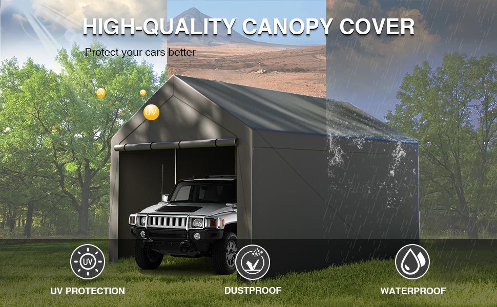 【TWO USES】Carport,10x20ft Heavy Duty Car Port,Portable Garage with Removable Sidewalls & Doors,Car Canopy with All-Season Tarp for Car Boat Truck Party 【TWO USES】Carport,10x20ft Heavy Duty Car Port,Portable Garage with Removable Sidewalls & Doors,Car Canopy with All-Season Tarp for Car Boat Truck Party