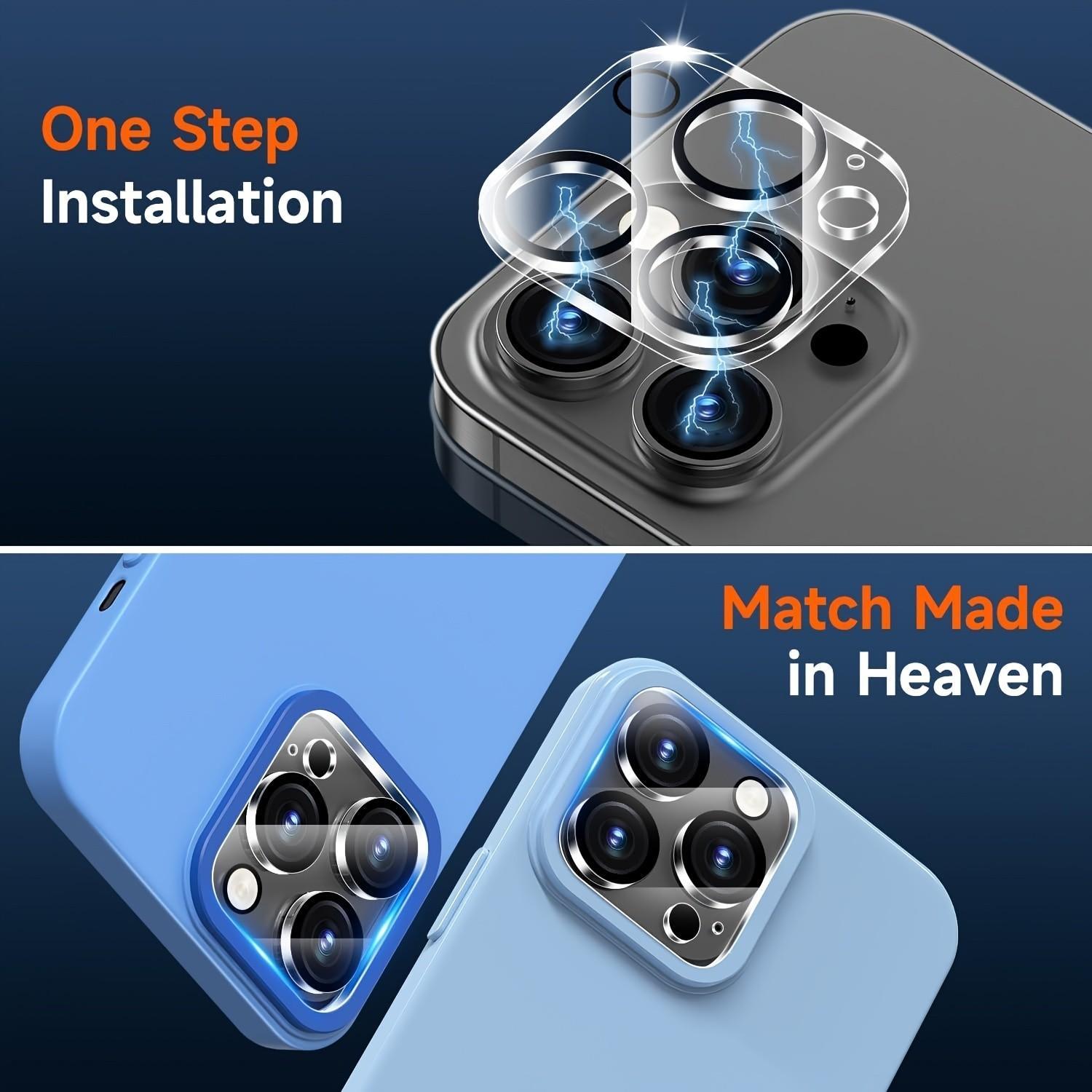 4pcs Camera Lens Protector Cover Compatible iPhone 17 Air/17 Pro Max/17 Pro/17/16e/16/15/14/13/12/11/Pro Max/Pro/Plus/Mini,Fingerprints Resistance,Scratch-Resistant,Impact Protection,Precise Fit,Easy to Install