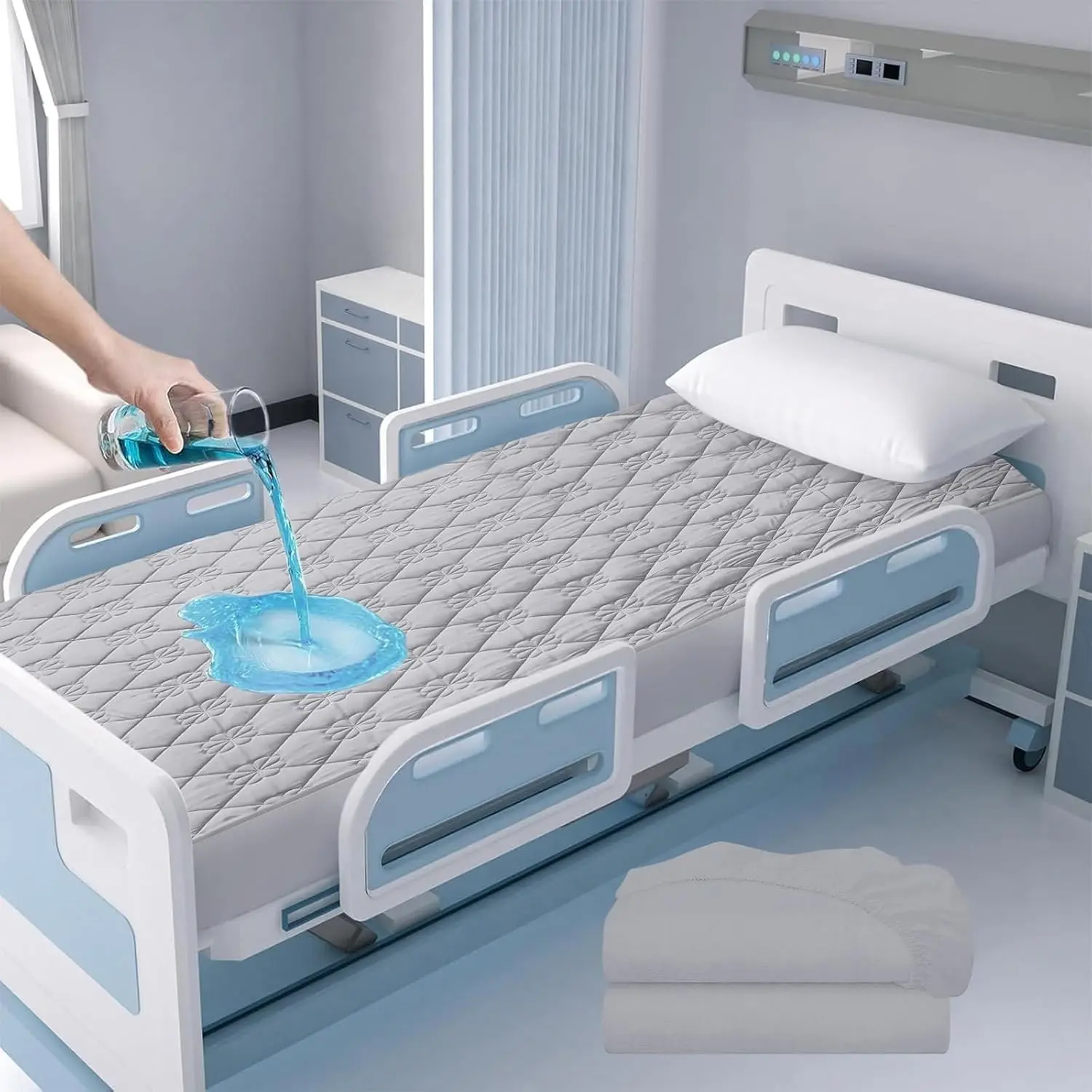 Waterproof Hospital Grade Mattress Cover Protector Bed Sheet 36" x 80" x 9" Breathable Fabric Incontinence Protection for Elderly Adults Machine Washable