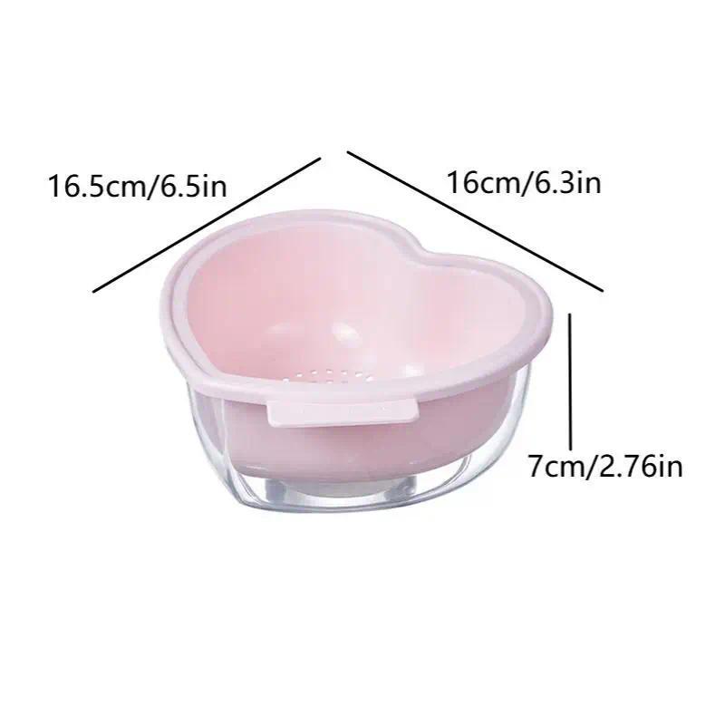 Heart-shaped Fruit Drain Basket Cute Cartoon Kitchen Drain Basket Household Vegetable Washing Basin Storage Basket