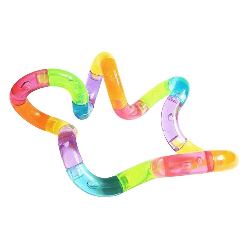 Deformable Rope Fidget Toy Deformation Rope Knot Pressure Stress Relief Toys Rrainbow Color Anti Stress Deformable Rope Best Toy