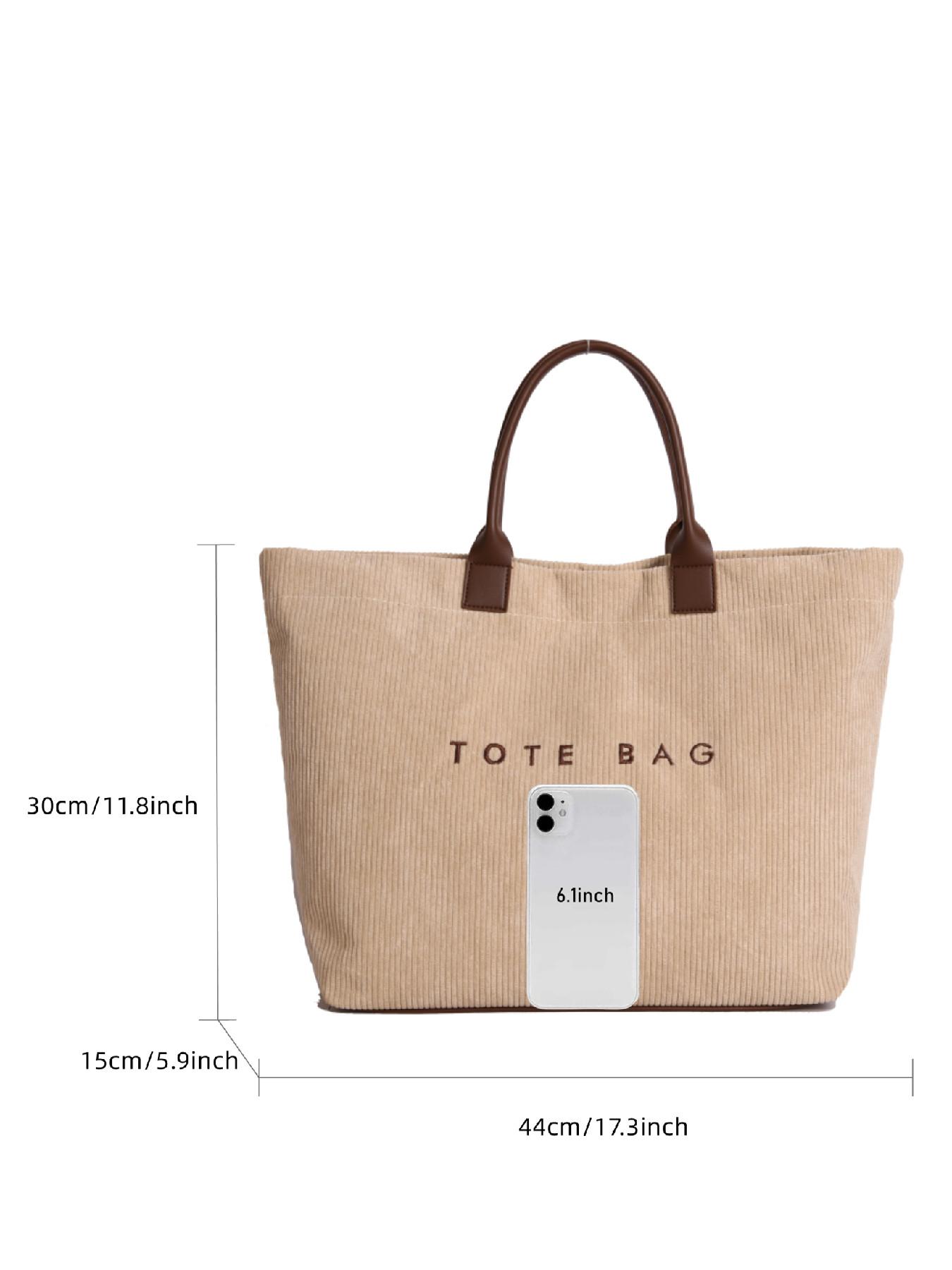 Casual Fashion Large Capacity Corduroy Letter Design Handbag, Perfect for Work & Daily Use, Stylish and Spacious Shoulder Bag, Handbag Tote Bag
