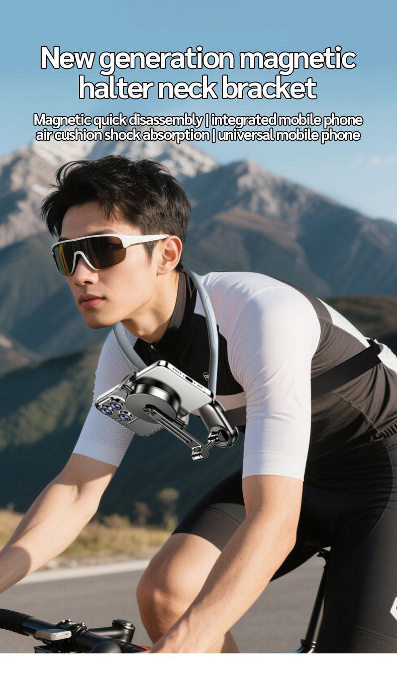 Selfieshow New Magnetic Neck Strap Phone Holder, First Person Perspective Sports Camera Shooting Aid, Chest Anti-Shake Fixed Stand, Adjustable Phone Holder