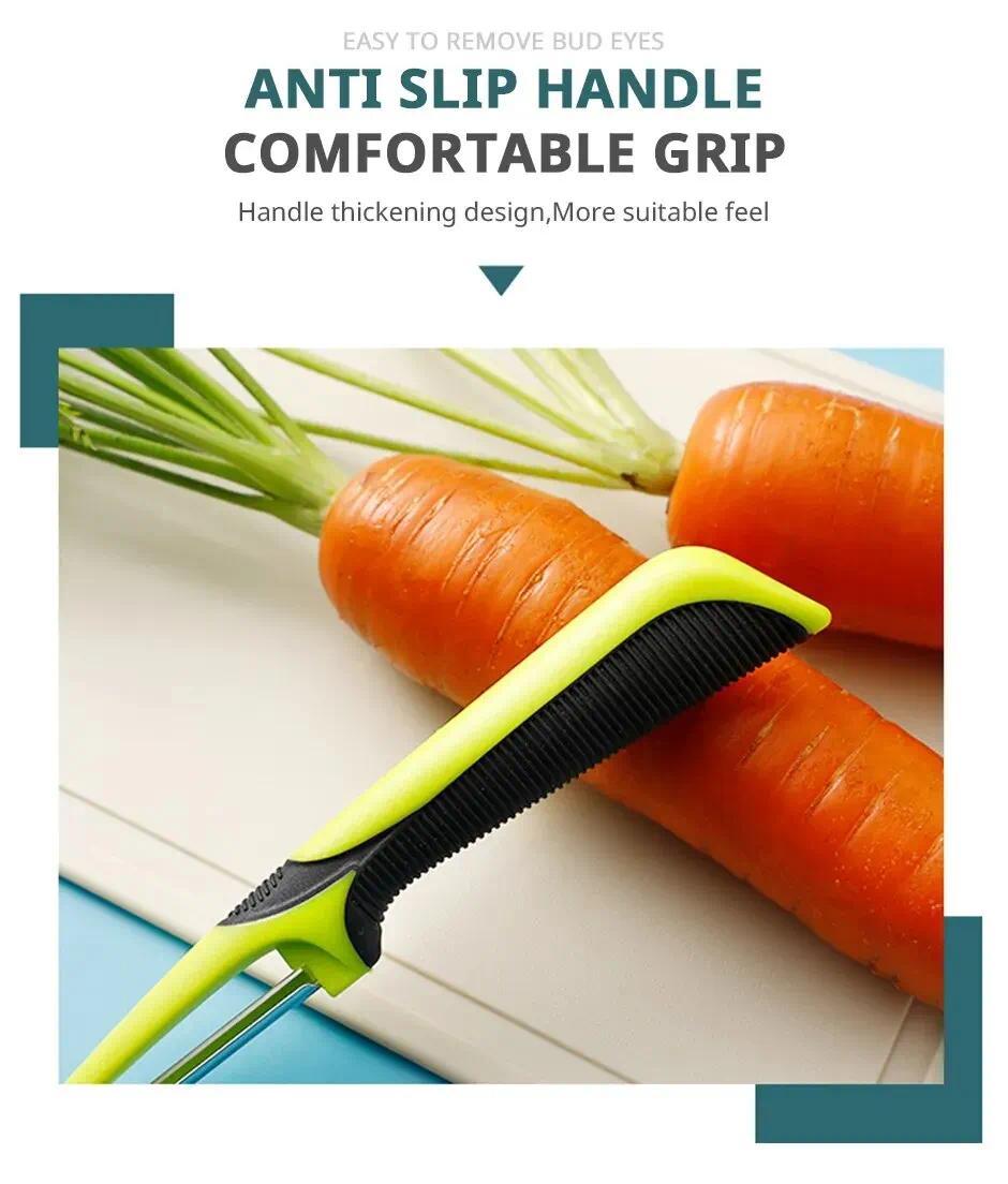 Sharp Durable Stainless Steel Peeler, Multifunctional Manual Fruit Vegetable Cutter, Ergonomic Handle Kitchen Gadget for Potato Apple Carrot Quick Peeling