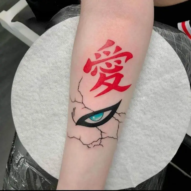 Anime Gaara Big Size Temporary Tattoos Waterproof Art Body Arm Cosplay Cartoon Fake Tatto Sticker