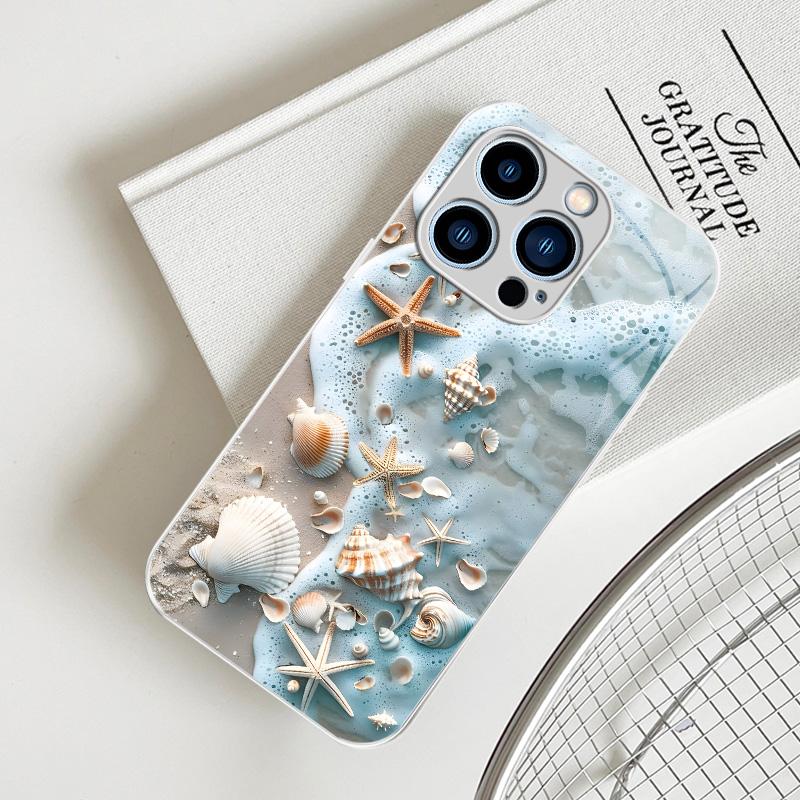 Summer Beach Vibe: Seashell & Starfish Phone Case — Shockproof Glossy Cover for 【iPhone 14 Pro Max】666