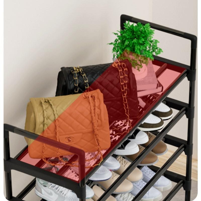 4 Layer Multi-Spec Shoe Rack Shelf, Space Saving Storage Organizer, Home Office Dormitory Use, Wall Closet Entrance Design