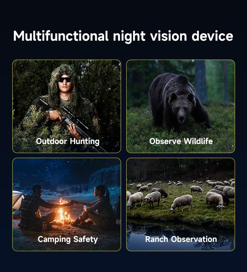 MINENER 4K Night Vision Goggles with compass&32GB Card,NiteHawk Binoculars with 3"Large Screen,10X Zoom+7 IR Levels,Suitable for home security,Hunting,Outdoors Telescopes,Camping,Gift for man,Birthday gift Hiking Essentials