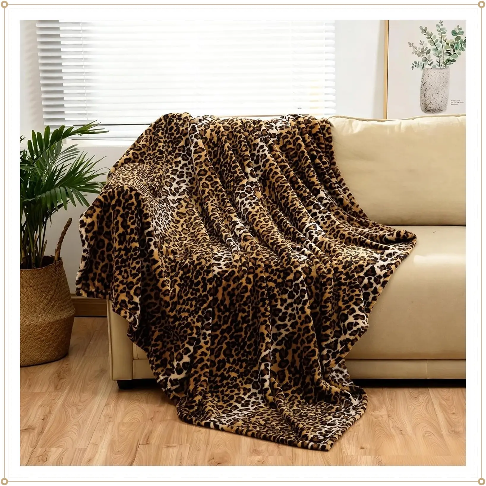 Leopard Print Fleece Flannel Throw Blanket for Bed Sofa Travel, 300 GSM Double Sided Super Soft Fuzzy Fluffy Cheetah Print Blanket for Adults and Kids, 50x70 inchGift