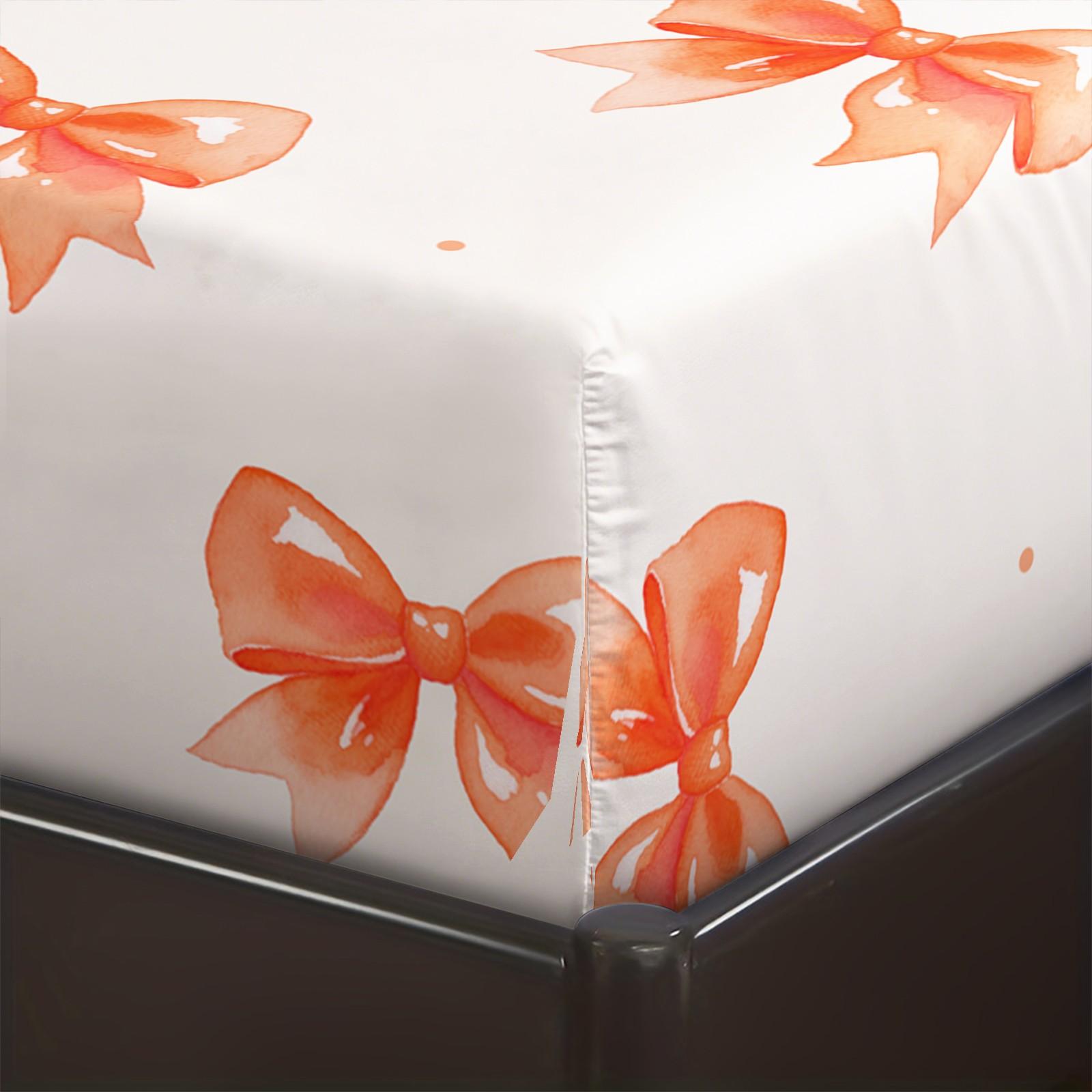 3PCS Cute Romantic Sweet Bow Fitted Sheet Set, Soft Cozy Aesthetic Bedding with Elastic All Around for Mattress, Housewarming Birthday Valentine's Day Christmas Gift for Her