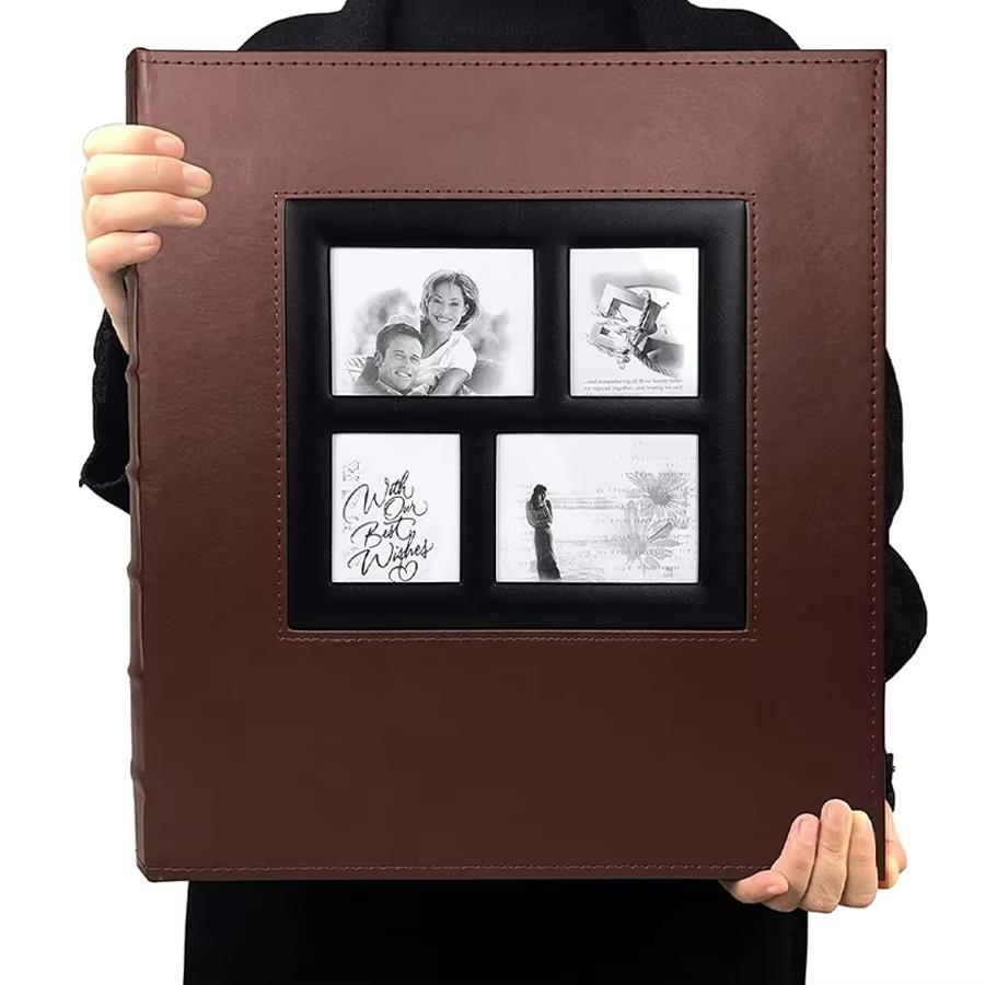 Photo Album 4x6 500 Photos Black Pages Leather Cover Wedding Family Photo Albums Holds 500 Horizontal and Vertical Photos