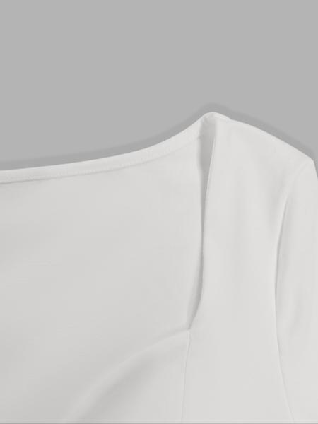 Women's Spring Autumn Fashion Knitted Design Big V Neck Solid Color Long Sleeve Tight Jumpsuit Casual Daily Wear