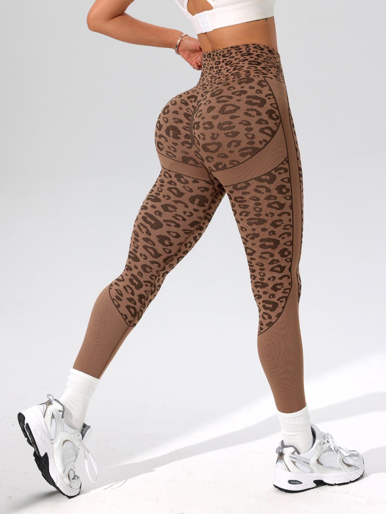 Women's Leopard Print High Waist Sports Shaping Leggings, Casual Comfy Breathable Skinny Pants for Yoga Gym Workout Running, Ladies Sportswear for Fall & Winter