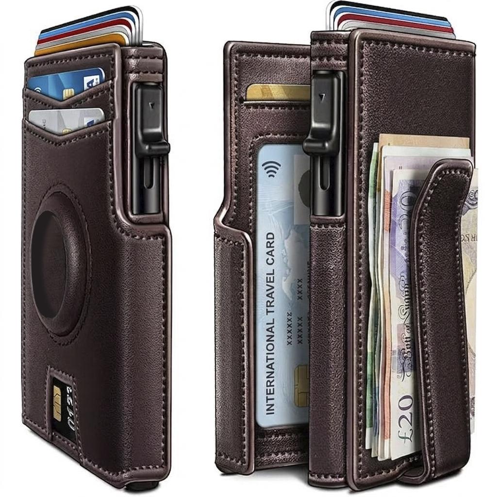 Men Slim Bifold Genuine Leather Wallet, RFID Blocking Anti-Theft Purse with Card Slots Bill Pocket ID Window, Minimalist Black Casual Daily Wallet, Perfect Gift for Father's Day Thanksgiving