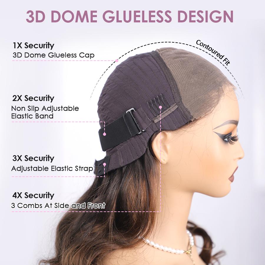 Pizazz Hair Balayage T1b/4 Ombre Colored Body Wave Wig 280% Density Side Part Layer Cut Lace Wig 8x5 Glueless Wigs Body Wave Pre Cut /Pre Bleached /Pre Plucked