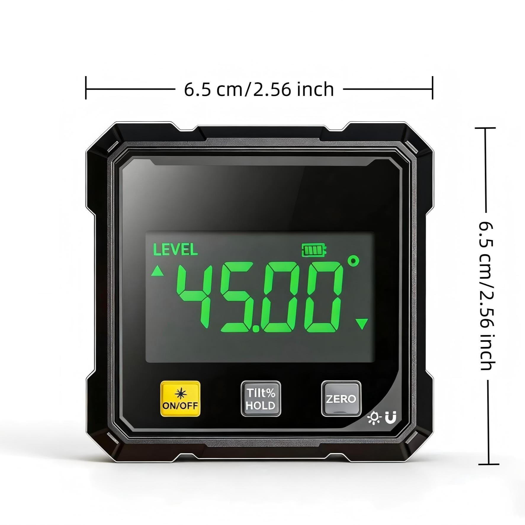 Digital Angle Meter with Electronic Laser Level, Quad Strong Magnet Protractor, Woodworking Measurement Tool, Precision Angle Finder