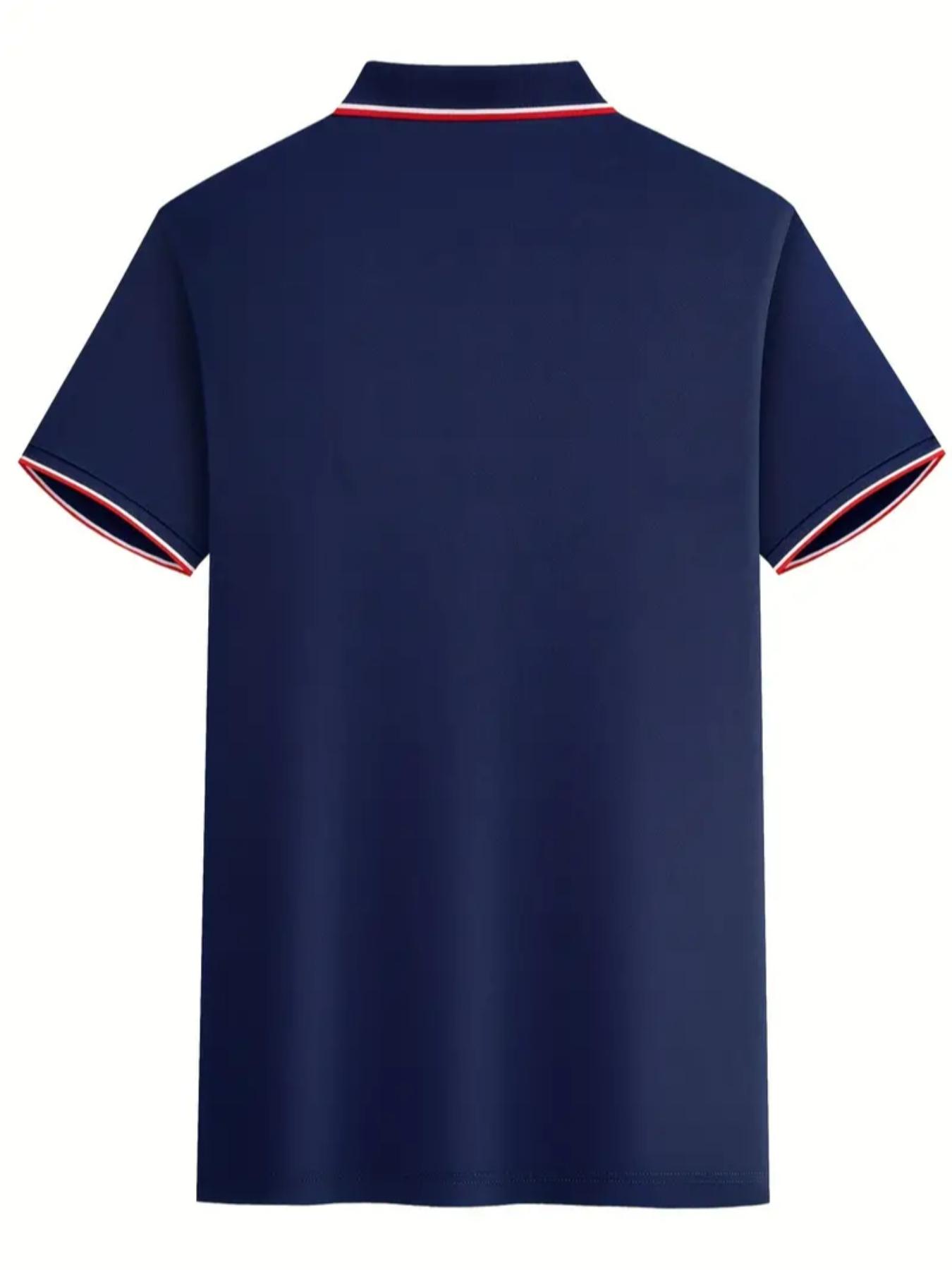 Men's Regular Fit Button Front Contrast Binding Short Sleeve Polo Shirt, Casual Top for Spring & Summer, Men's&nbsp;Streetwear Clothes