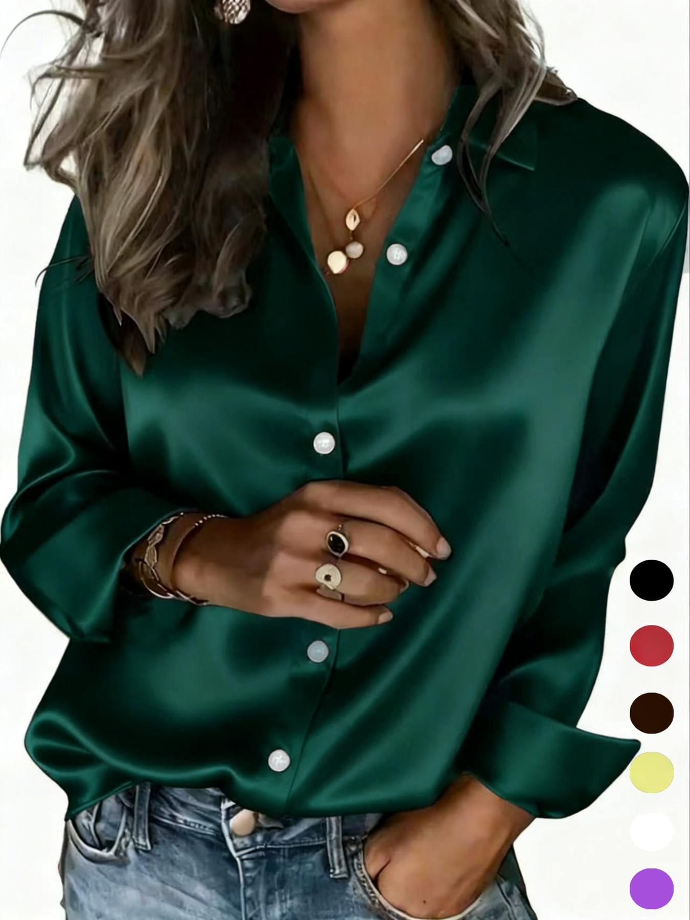 New Women's Clothing Arrival: All Seasons, Fashionable Glossy Satin Shirt, Casual and Versatile Button-Down Shirt, Blouse New Women's Clothing Arrival: All Seasons, Fashionable Glossy Satin Shirt, Casual and Versatile Button-Down Shirt, Blouse