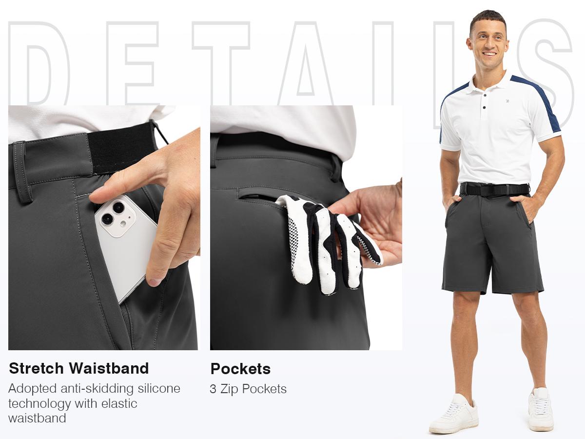 GOPUNE Men's Fashion 【Plus Size,32-52】 9'' Golf Work Shorts Stretch Waistband Quick-Dry Fit Hiking Casual Business Dress Athletic Mens  Lightweight Pants 3 Pockets #SpringFresh