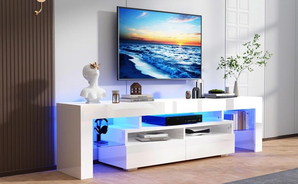 63in/70in TV Stand for 65/70 inch TV,Modern LED TV Stand for Living Room,Black TV Stand,High Gloss TV Entertainment Center with Storage Drawer,APP RGB Light,TV Console(63in Black) 63in/70in TV Stand for 65/70 inch TV,Modern LED TV Stand for Living Room,Black TV Stand,High Gloss TV Entertainment Center with Storage Drawer,APP RGB Light,TV Console(63in Black)