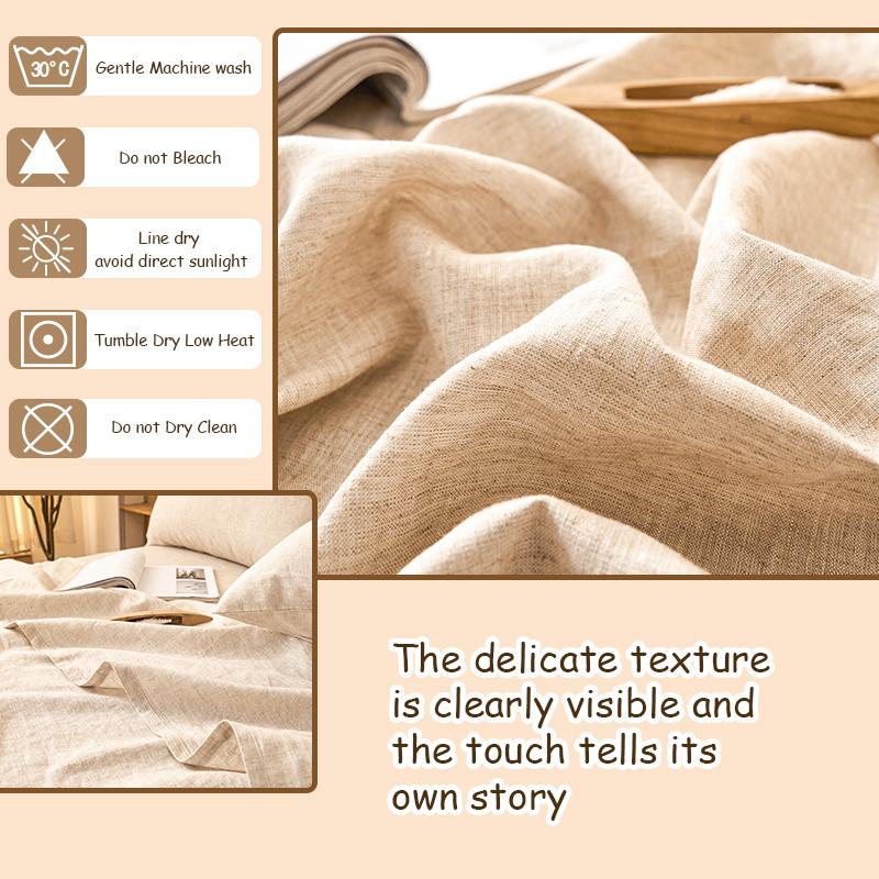 PUREFIBER 100%Natural Linen Bedding Set-OATMEAL(1pc Duvet cover + 2pcs Pillow cases),breathable,french flax