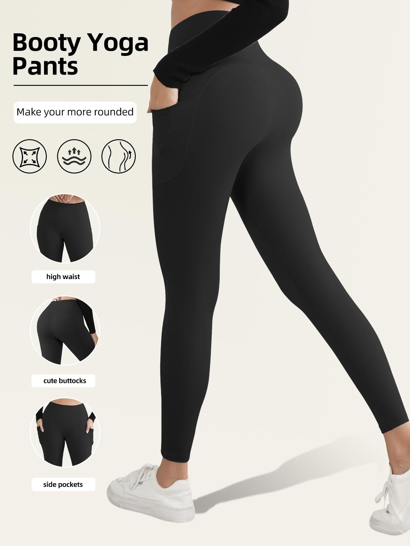 Women's High Waisted Yoga Leggings with Side Pockets, Comfortable Gym and Fitness Yoga Pants, Fashion Sportswear for All Seasons, Gym Sportswear Bottoms