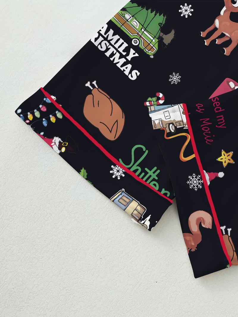 Women's Christmas Pajama Set, Long Sleeve & Pants, Fitted Sleepwear, Sleep Sets, Comfortable Party, Perfect Gift for Birthdays & Holidays