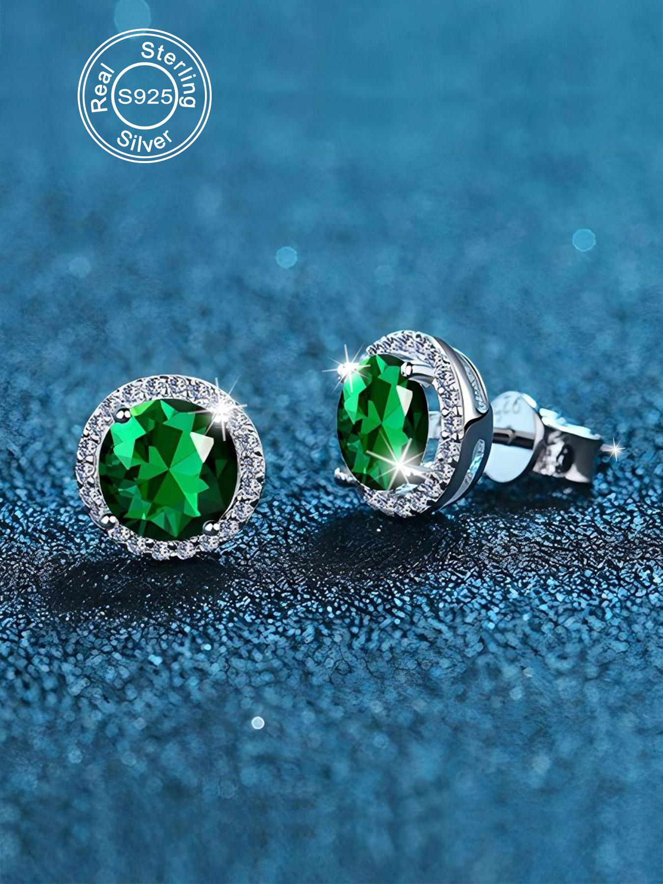 S925 Sterling Silver Synthetic Moissanite Earrings, Round Shaped Earrings for Women & Men, Trendy All-match & Exquisite Jewelry for Birthday Gift