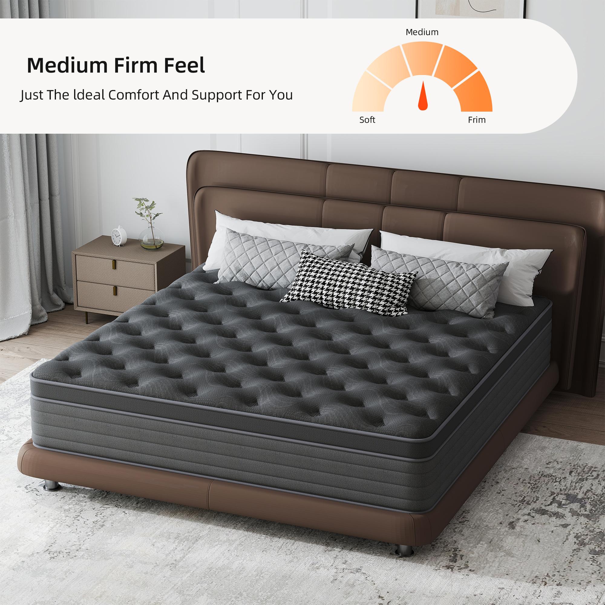 12/14" Hybrid Foam Mattress in a Box, Gel Memory Foam and Pocket Springs, Medium Firm, with Strong Edge Support for Pressure Relief,sweet night bed,Queen Size,sleep position,new house,Comfortable Sleep