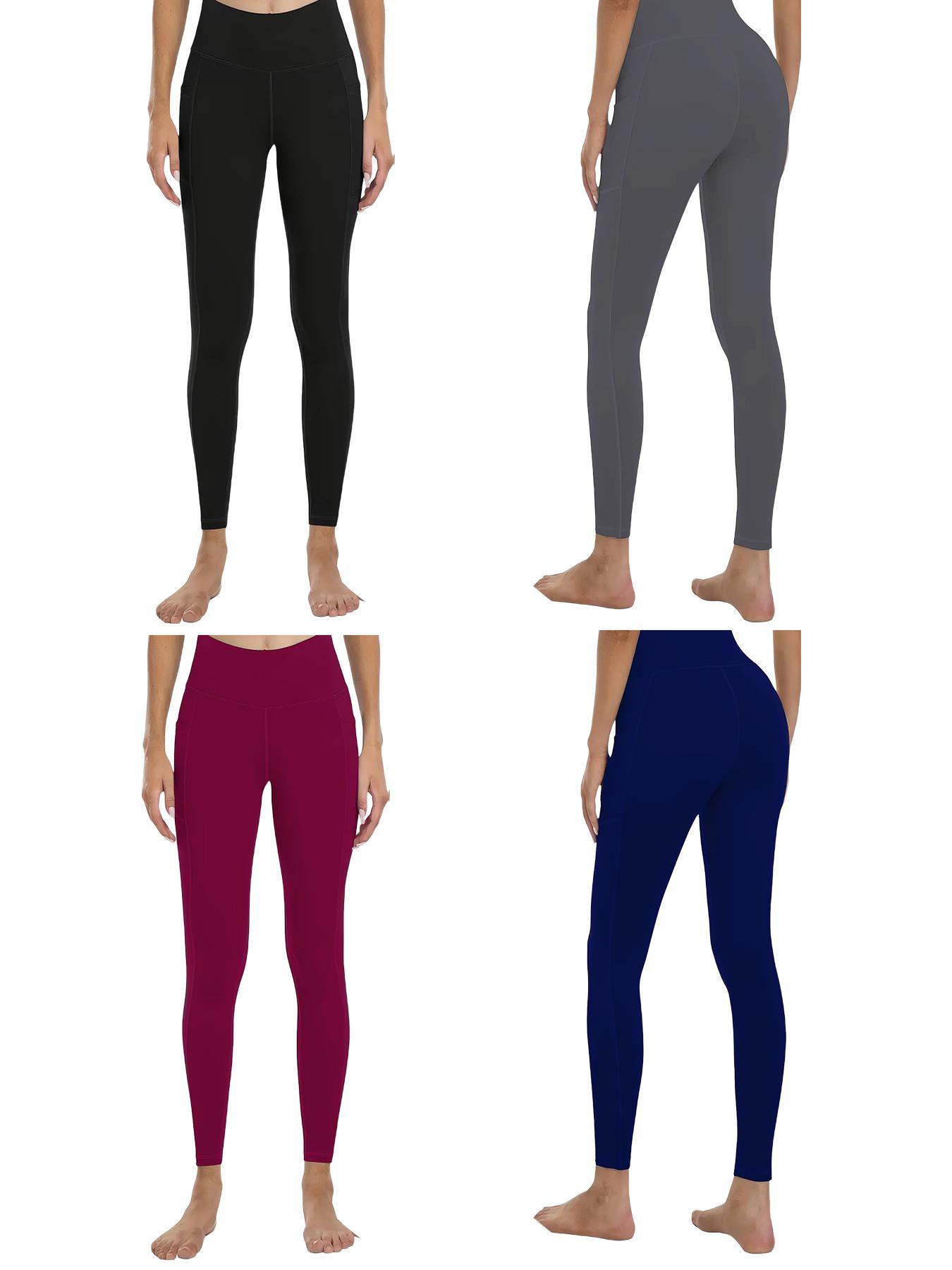 4-Pack Women's High Waist Yoga Pants with Pockets,baggy legging fit,grey leggings in the summer,Tummy Control Workout Running Yoga Leggings,shaping leggings,butt lifting legging SpringStatements