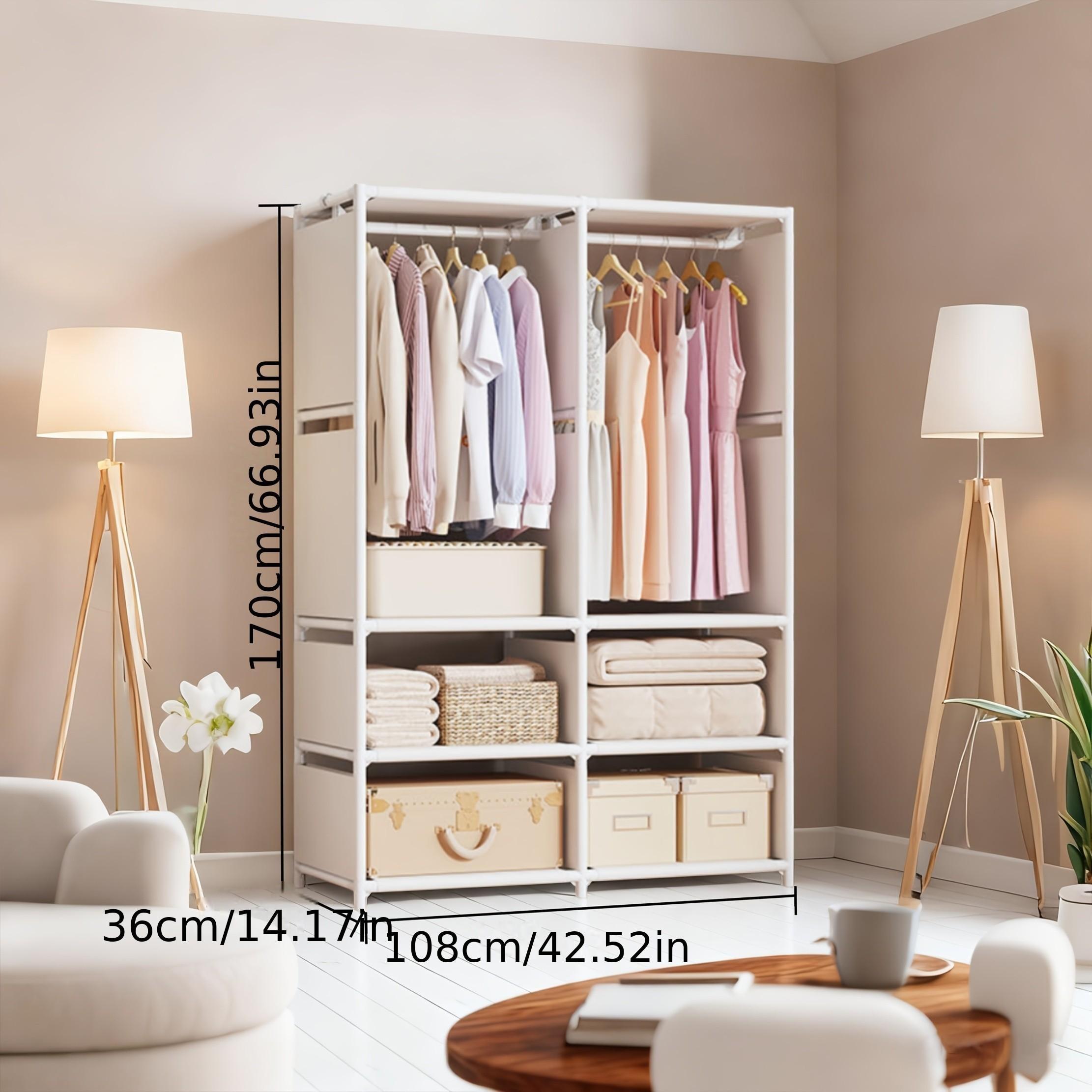 Home Floor-Standing Hat Rack, Simple Wardrobe for Bedroom, Multi-Layer Large Capacity Closet, Dust-Proof Storage Shelf for Dormitory