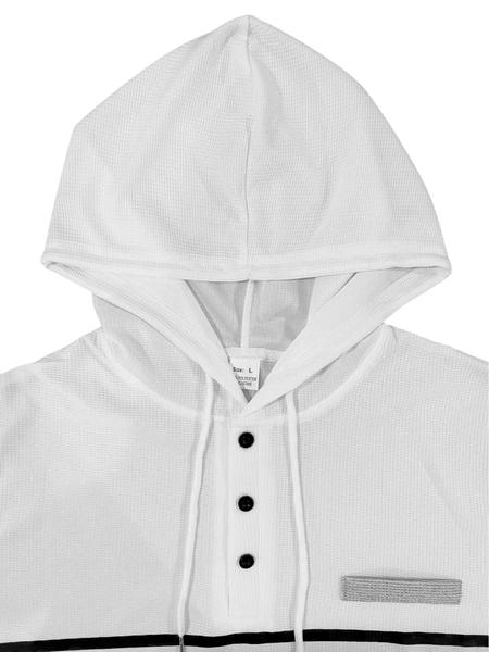 Men's Striped Hooded Sweatshirt & Waffle Knit Pants Set, Breathable Heavy Fabric, Casual Streetwear Travel, All Seasons Wear Men's Striped Hooded Sweatshirt & Waffle Knit Pants Set, Breathable Heavy Fabric, Casual Streetwear Travel, All Seasons Wear