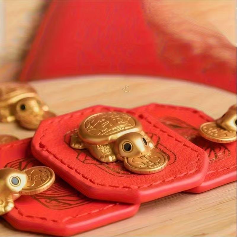 Handmade Golden Sea Turtle Feng Shui Amulet, Traditional Chinese Copper Alloy Wealth Charm, Home Decoration Figurine with Chinese Patterns & Delicate Carvings, Gift for Women #GLOBAL PICKS