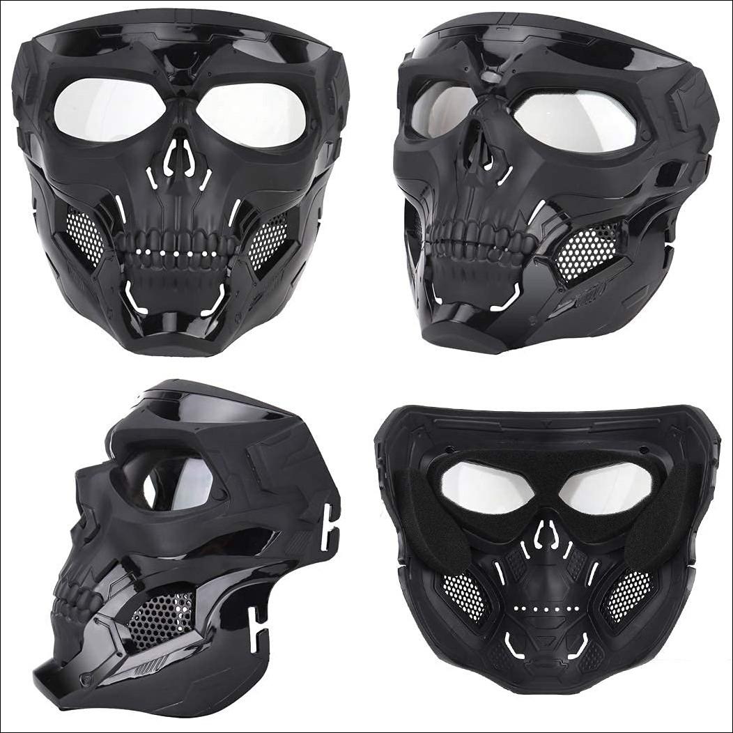 Outdoor Skull Tactical Mask, Helmet wear or Head wear Dual Mode, Halloween Party Game Mask Compatible with Fast Helmet