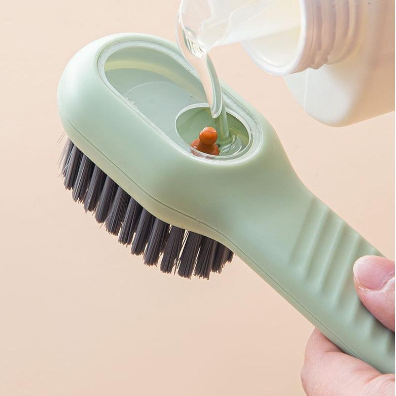 2-Pack Shoe Brush, Household Press-Type Automatic Liquid Additive Laundry Brush, Clothes and Shoes Cleaning Brush, Wholesale, Detachable, Washable