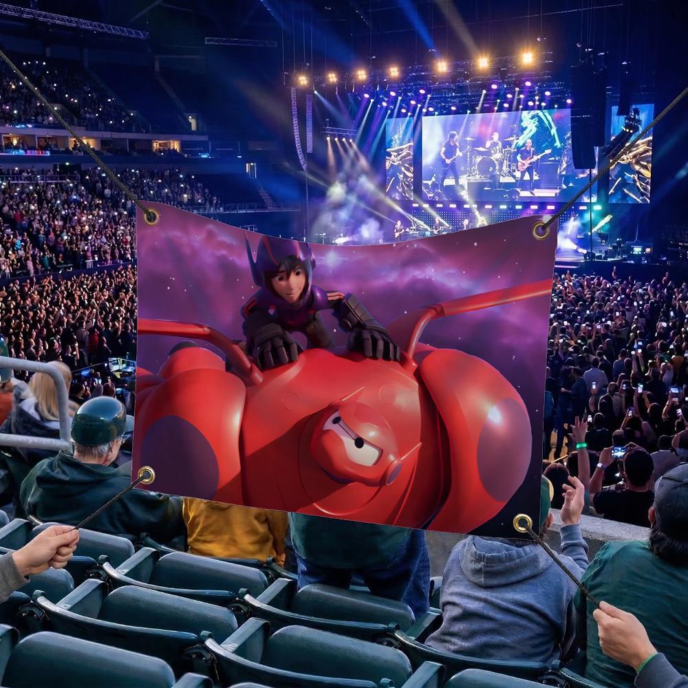 B-Big Hero 6 CARTOON Flags Multi Size Atmosphere Flag, Cheerleading Hand Pulled Banner, Portable Outdoor Event Flag & Wall Decor for Sports, Parties, Home and Room Decoration