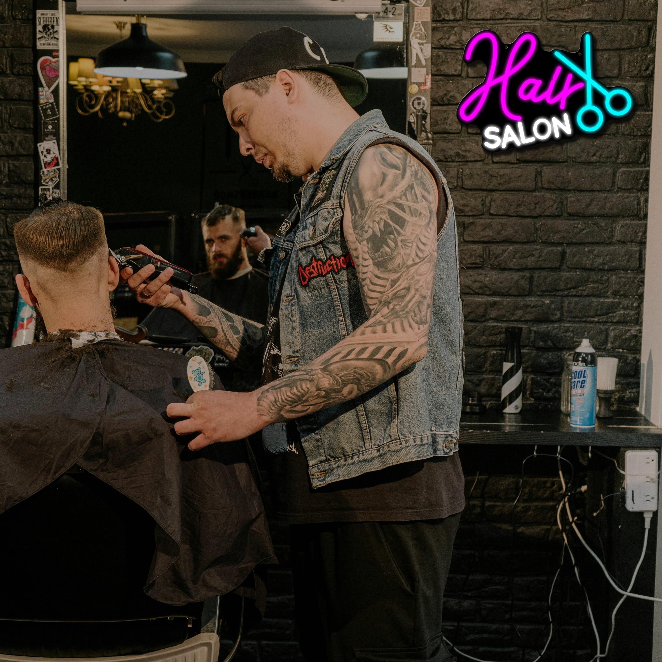 Adjustable USB Powered Hair Salon Neon Sign, LED Wall Barber Shop Decoration, Beauty Room Commercial Logo, Open Sign