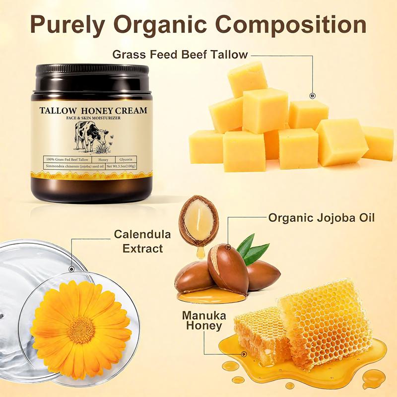 2Bmagic Whipped Grass-Fed Beef Tallow Honey cream - 100g,Moisturizing Cream for Soft, Smooth Skin - Handmade All-Natural Moisturizer - Lavender Moisture Daily Glycerin Jojoba Lightweight Oil 2Bmagic Whipped Grass-Fed Beef Tallow Honey cream - 100g,Moisturizing Cream for Soft, Smooth Skin - Handmade All-Natural Moisturizer - Lavender Moisture Daily Glycerin Jojoba Lightweight Oil