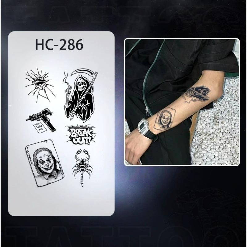 Men's European retro tattoo stickers, compass and mountain, Spartan warrior, bird compass, durable and waterproof, temporary tattoo stickers lasting one to two weeks
