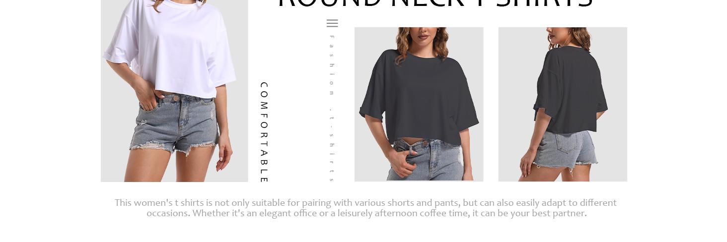 Women's Comfy Basic Workout Gym Short Sleeve Crop Tops, soft and breathable fabric for intense gym sessions, oversized boxy fit with raw-edge seaming