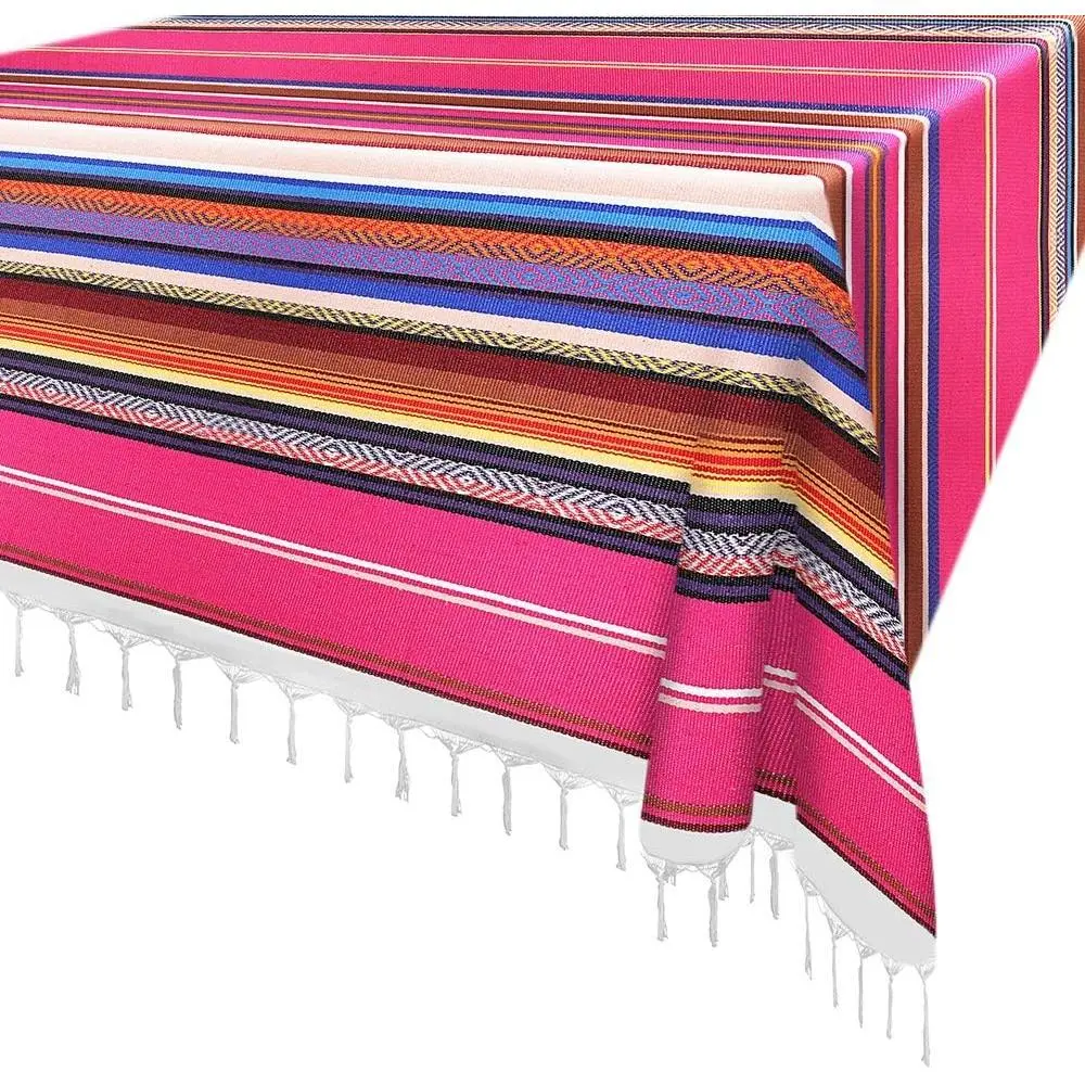 84 X 59 Inch Mexican Serape Blanket Bay Window Blanket, Mexican Tablecloth Serape Tatami Blanket Bed Blanket Table Cover Tapestry Blanket Picnic Mat for Mexican Party Wedding Decorations