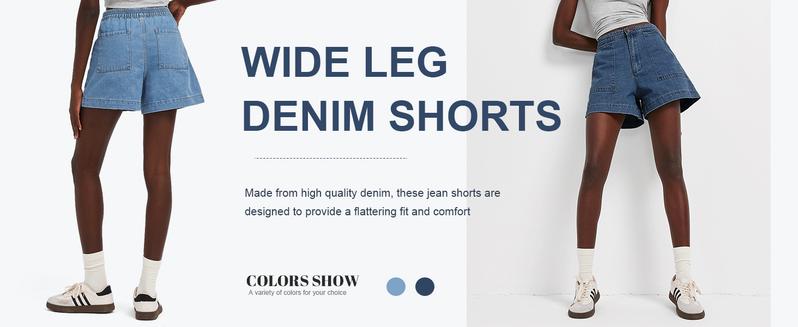 Imily Bela Women's Casual Jean Shorts High Waisted Denim Shorts Wide Leg Summer Shorts with Pockets