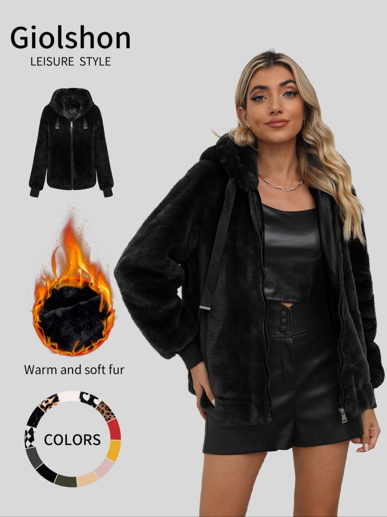 Women's Fall Winter Warm Jacket with Pockets Zipper Fashion Hood Elegant Commuter Casual Simple Daily Wear Coat