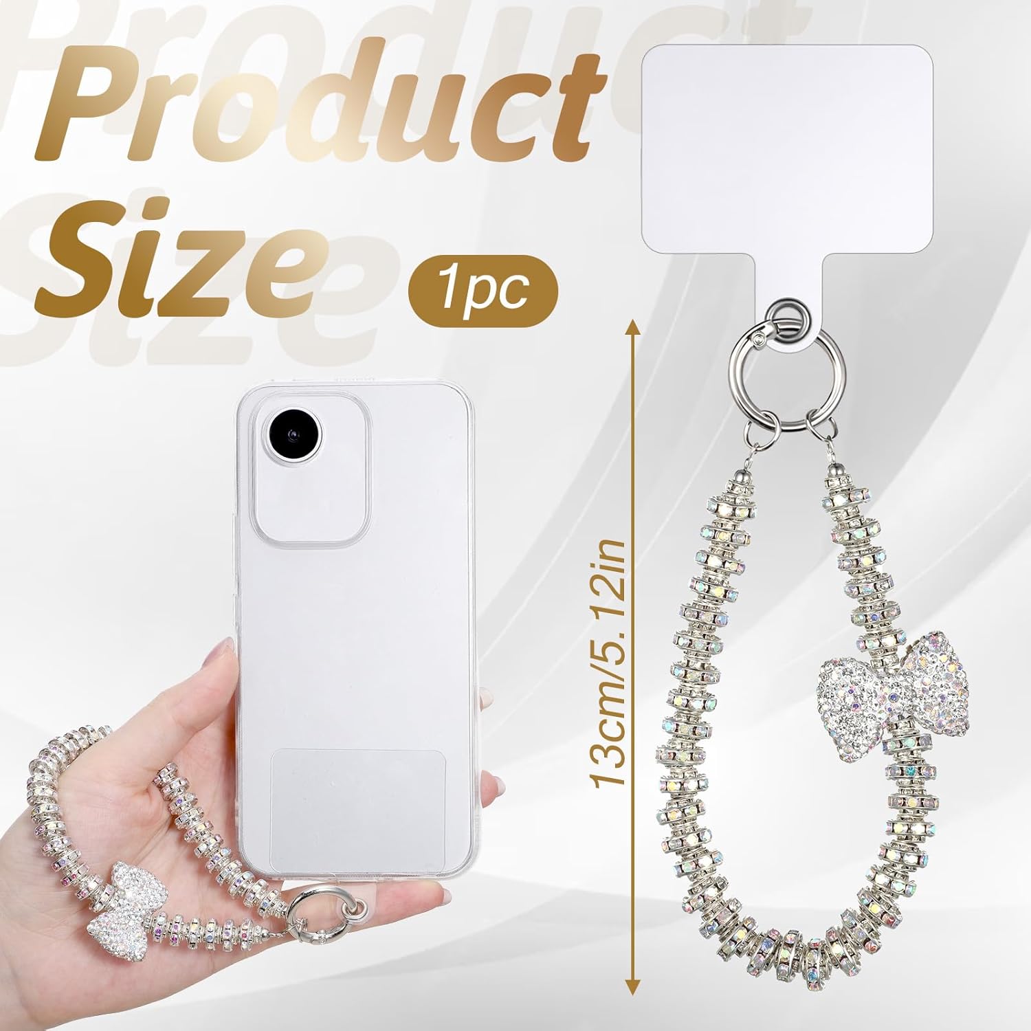 Luxury  Phone Wrist Strap Beaded Cellphone Lanyard with Tether Tab Shiny Rhinestone Phones Chain Hands-Free Wristlet Bracelet Bow  Wristlet CellPhone Lanyards Phone Charm for Women