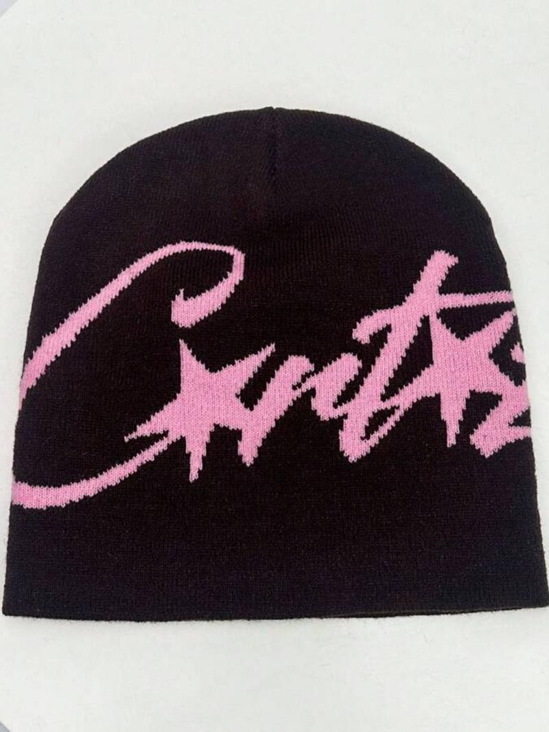 1pc Unisex American Hip Hop Streetwear Jacquard Knitted Beanie Fitted Hat, Warm & For Autumn/Winter Fall Outfit