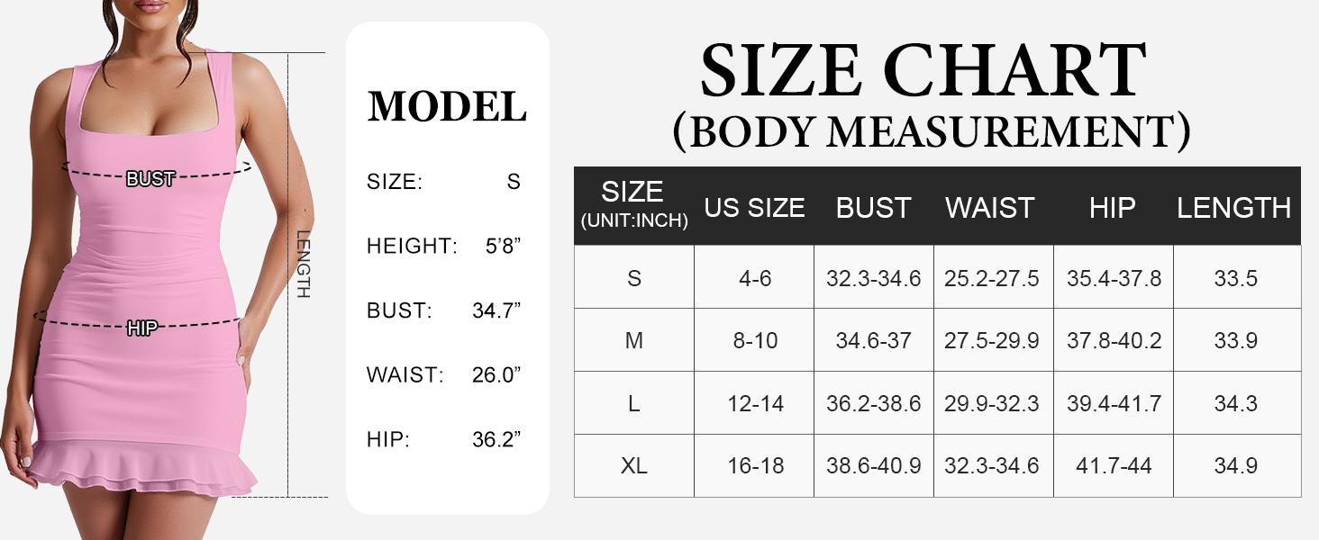 Mokoru Valentine's Day Sexy Bodycon Mini Dress | Spring Date Night Square Neck Ruffle Hem Tank Dress | Elegant Ruched Party Club Dress for Women | Romantic Spring Festival Outfits
