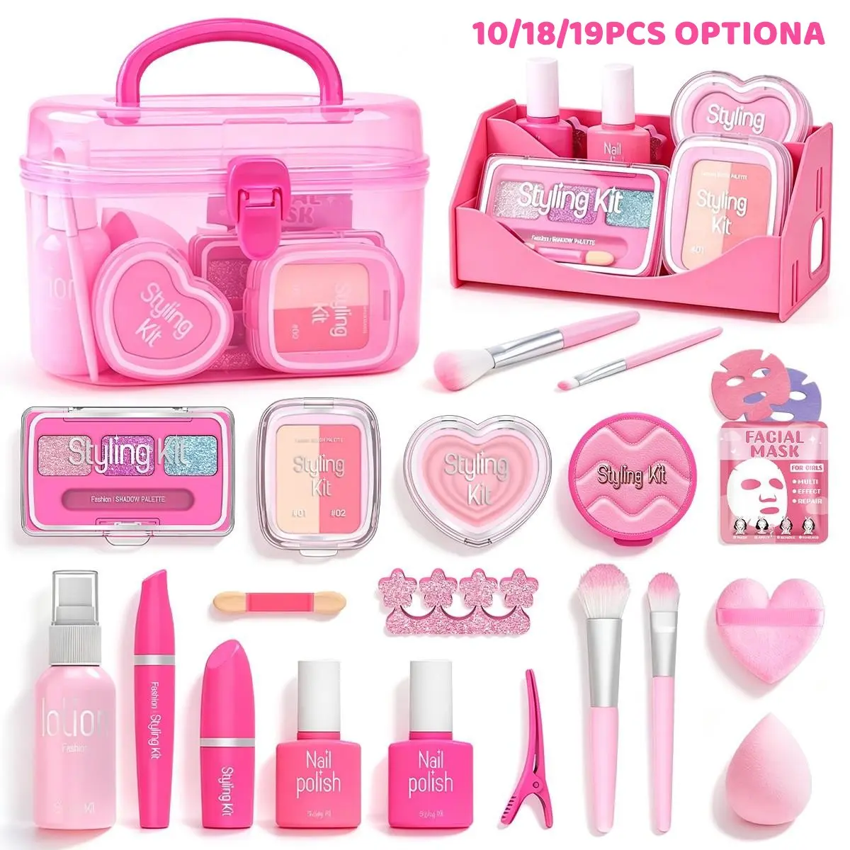 Girl Simulation Makeup Toy, Safe Non-Allergenic Cosmetics Props, Rich Beauty Accessories, Portable Storage Box, Princess Role Play Toy