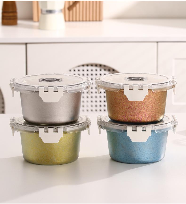 Food Grade Titanium Lunch Box, Round Meal Container with Lid, Leak-Proof Small Capacity, Home Refrigerator Storage, Kitchen Organizer