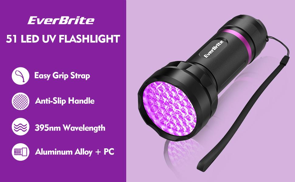 #JumpstartSale EverBrite UV Flashlight, LED Blacklight Flashlights, 395nm Black Light Flashlight for Pet Urine Detection, Scorpions, Dry Stains, Bed Bug (Batteries Included)